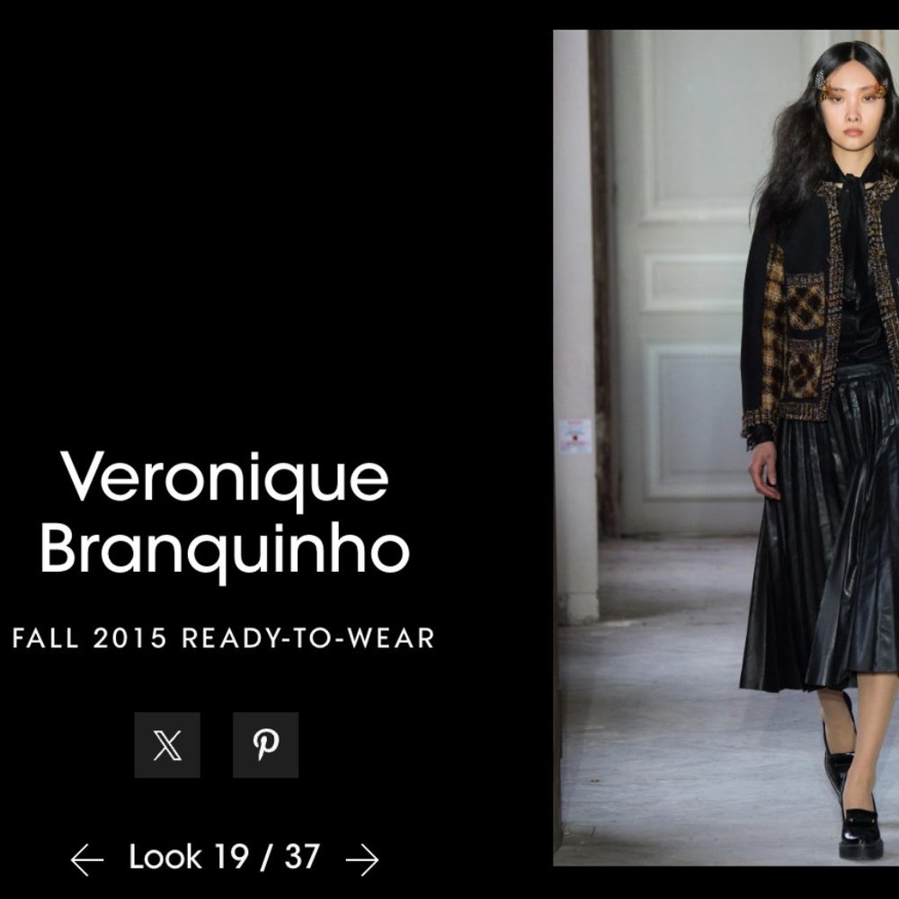 VINTAGE LUX Veronique Branquinho FW 2015 ECRU Leather Pleated A-line Skirt